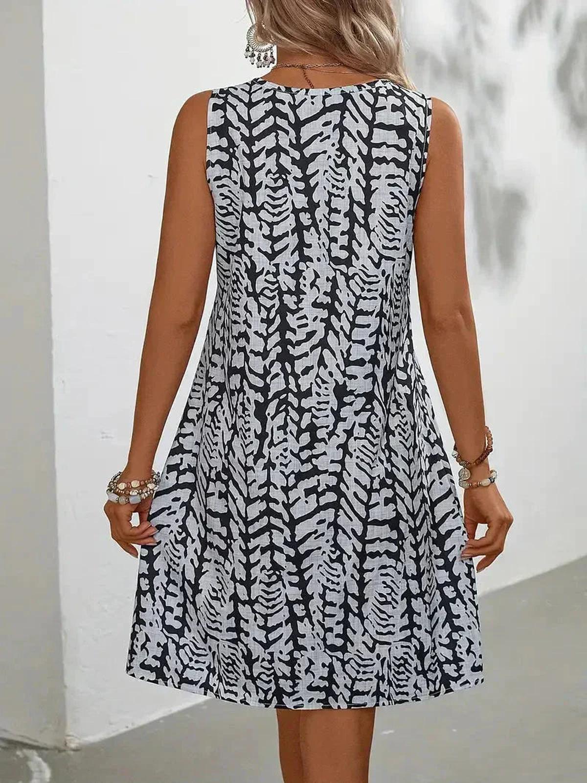 Printed Sleeveless Summer Mini Dress