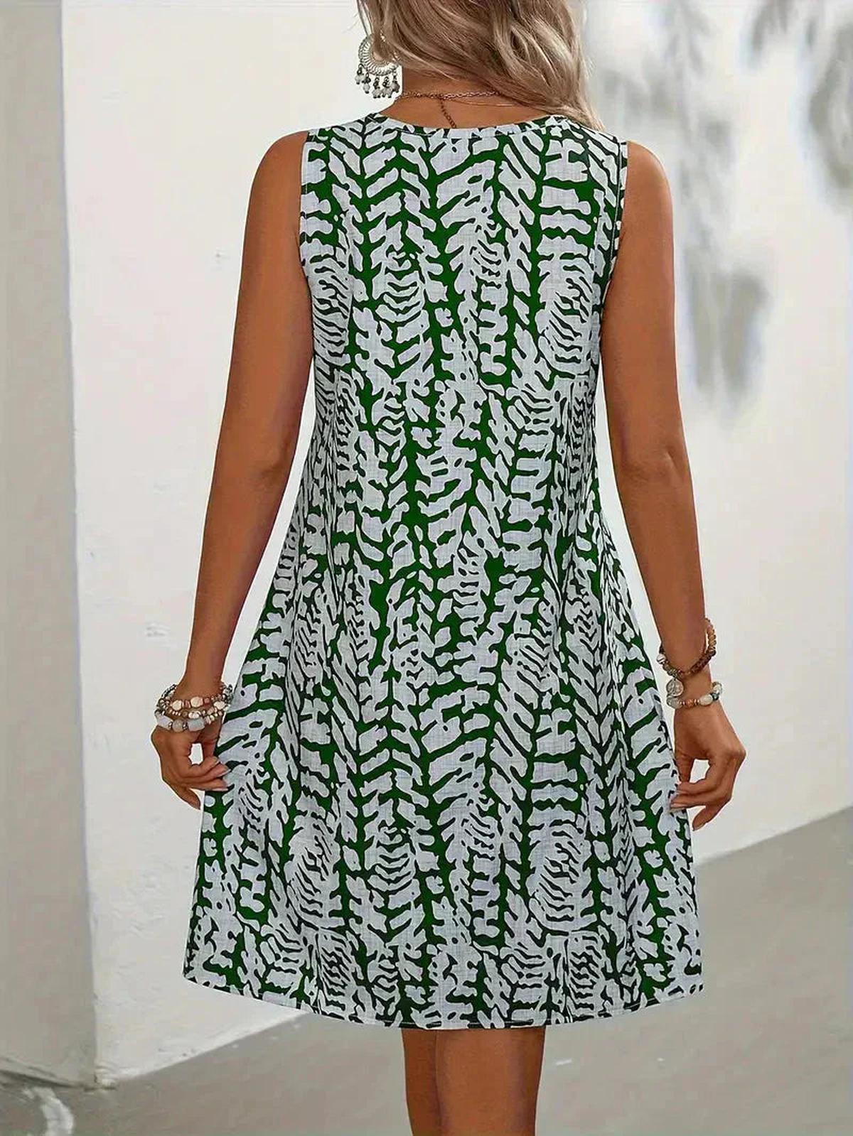 Printed Sleeveless Summer Mini Dress