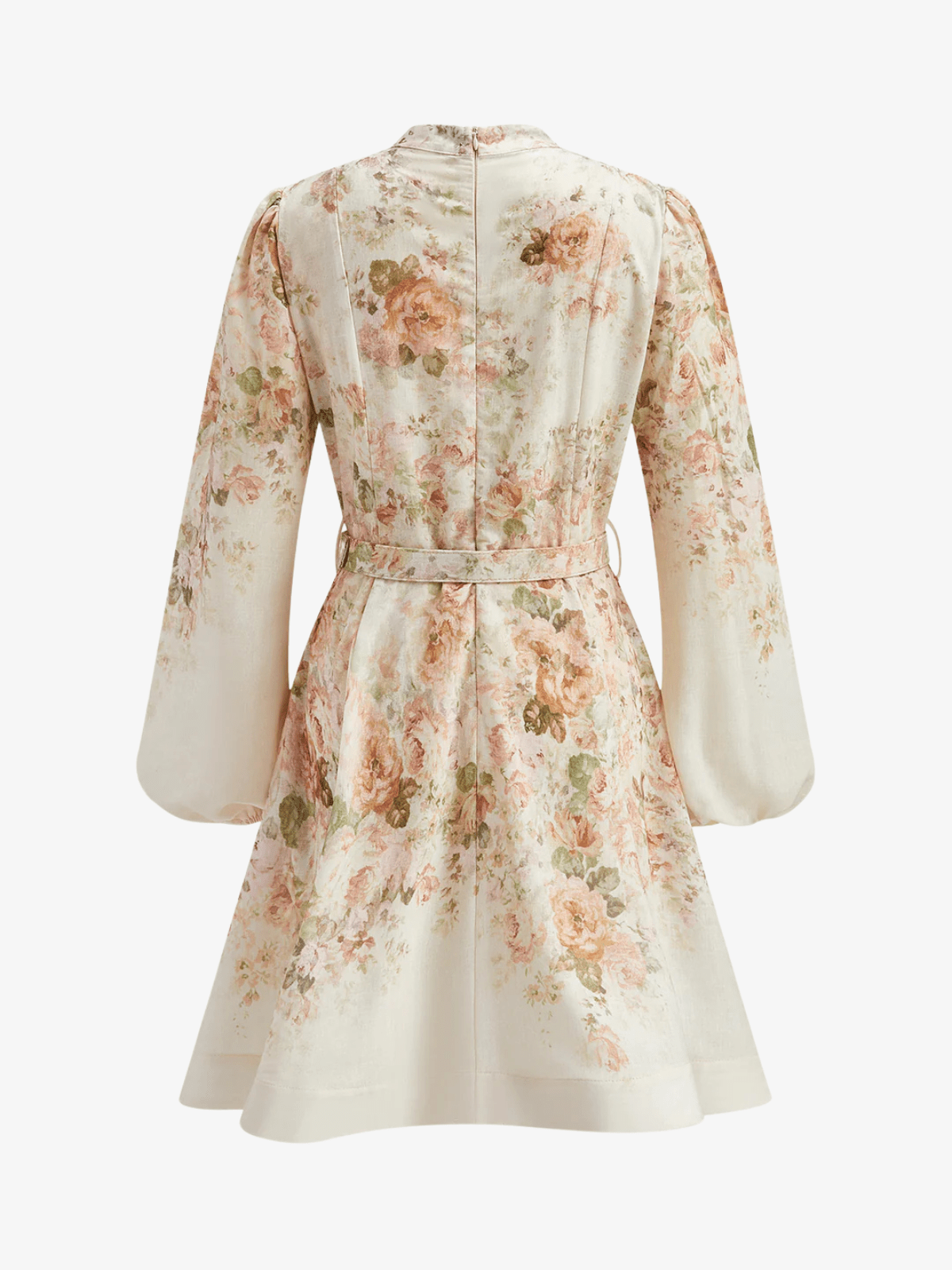 Puff Sleeve Floral Belted Mini Dress