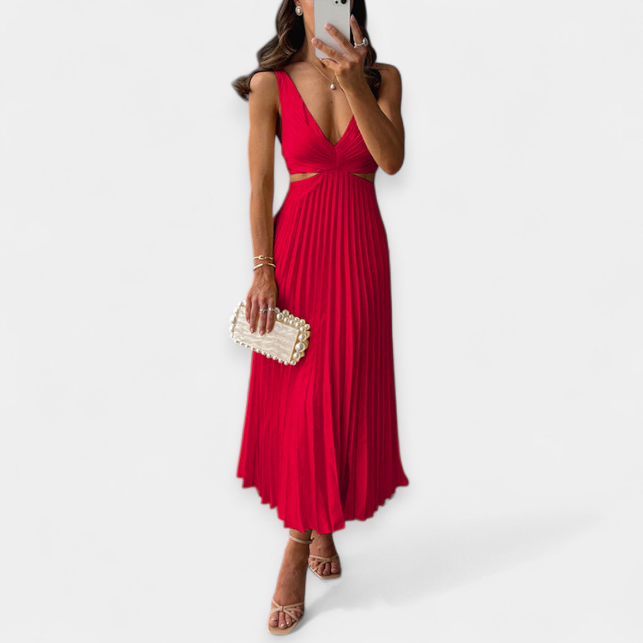 Rochie plisată lungă și vaporoasă
