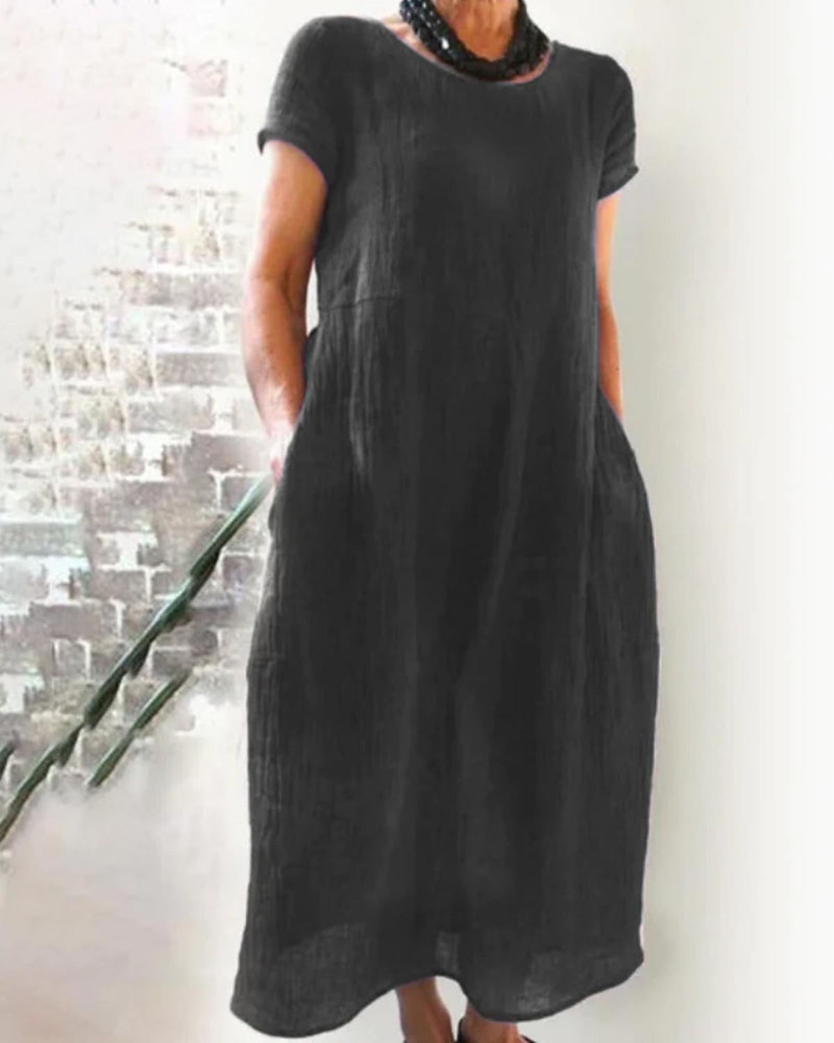 Relaxed Fit Midi Dress For Women - Versatile Casual Wear