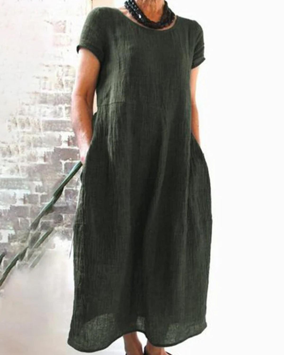 Relaxed Fit Midi Dress For Women - Versatile Casual Wear