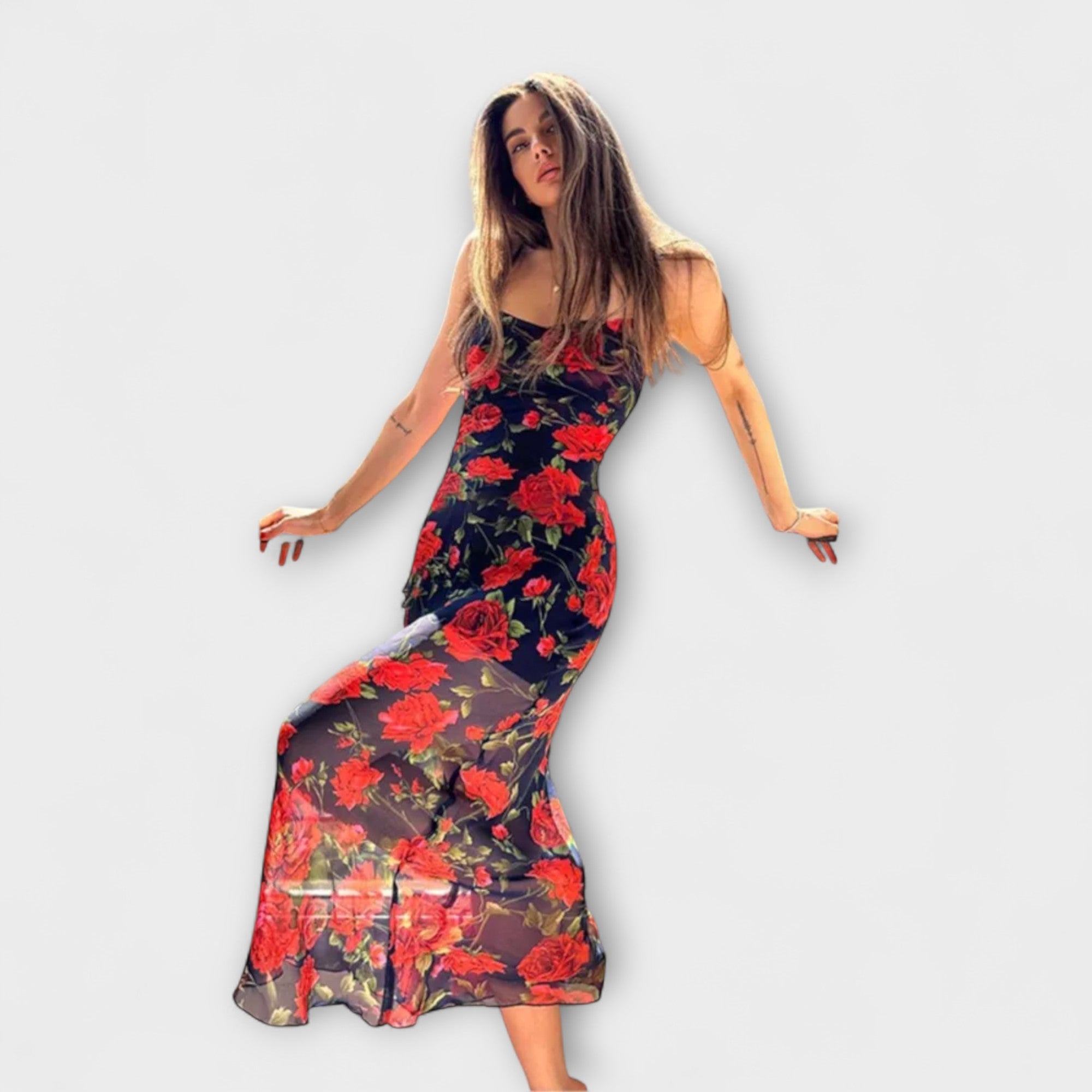 Šaty Bodycon s ramienkami a kvetinovým vzorom