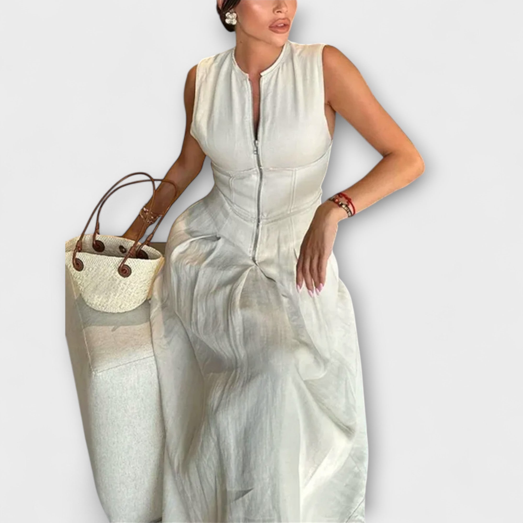 Bezrukávové plisované bodycon midi šaty