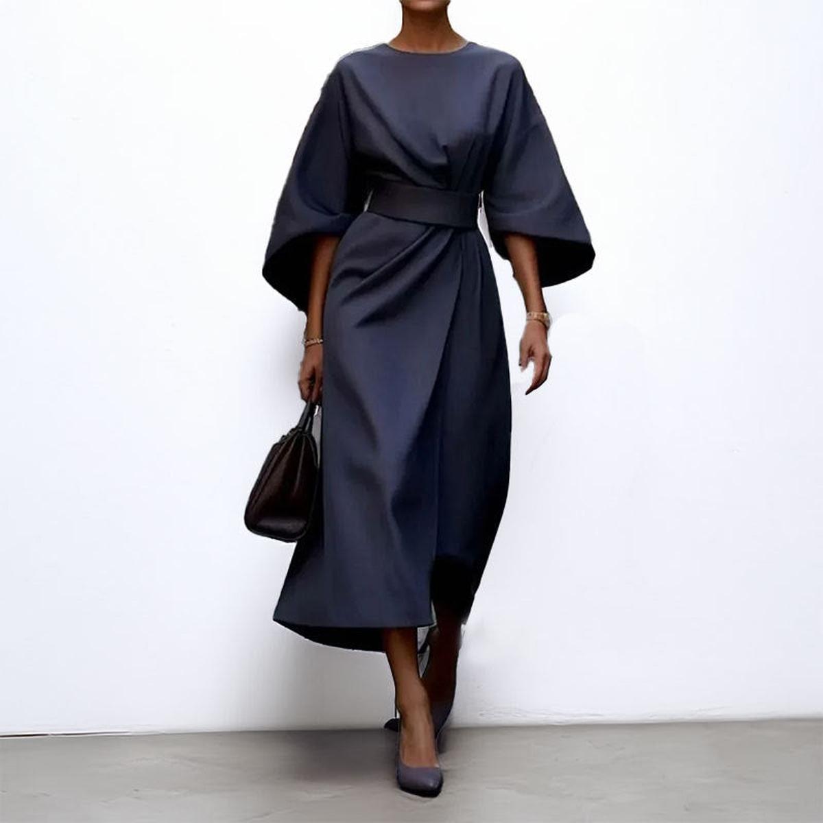 Satin Feel Batwing Sleeve Maxi Dress