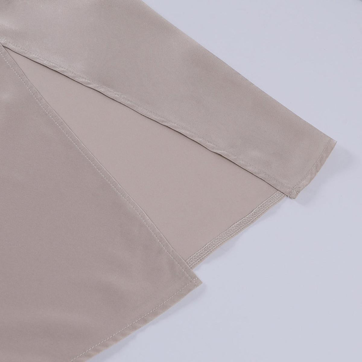 Satin Summer Maxi Dress With Waterfall Neckline And High Slit