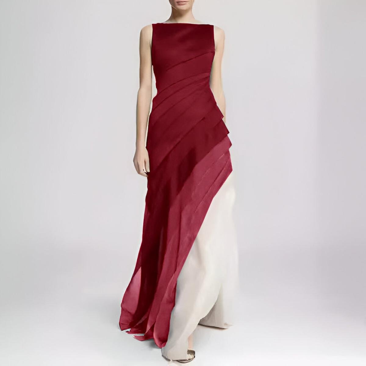 Sleeveless Fitted Satin Evening Gown