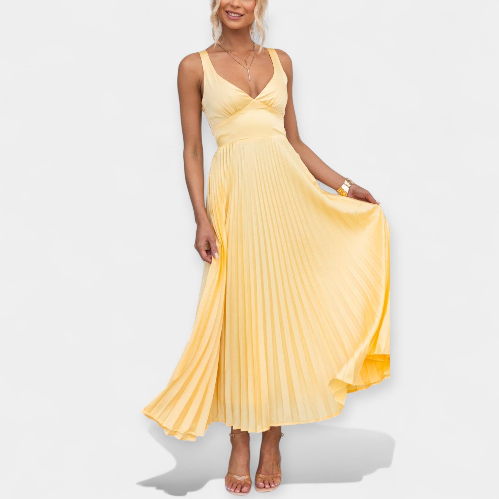 Rochie maxi plisată de vară