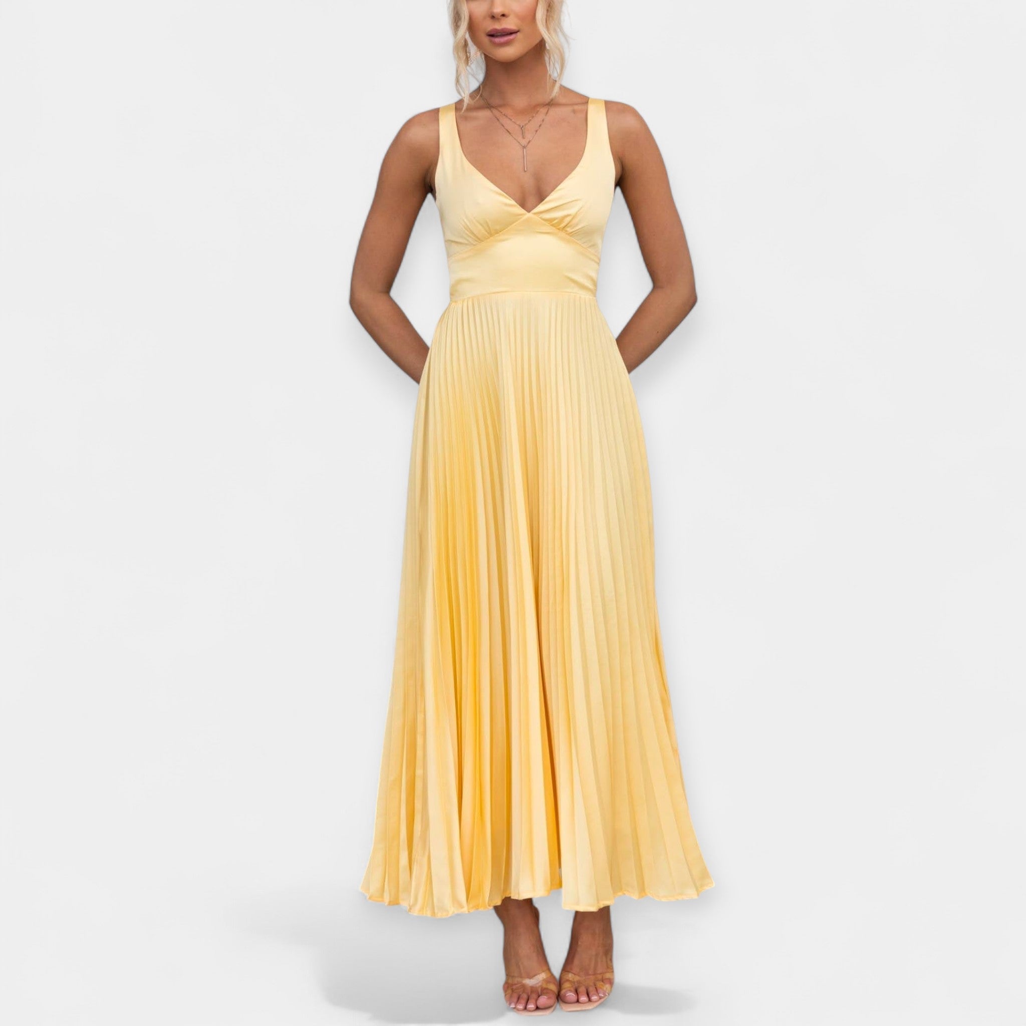 Rochie maxi plisată de vară