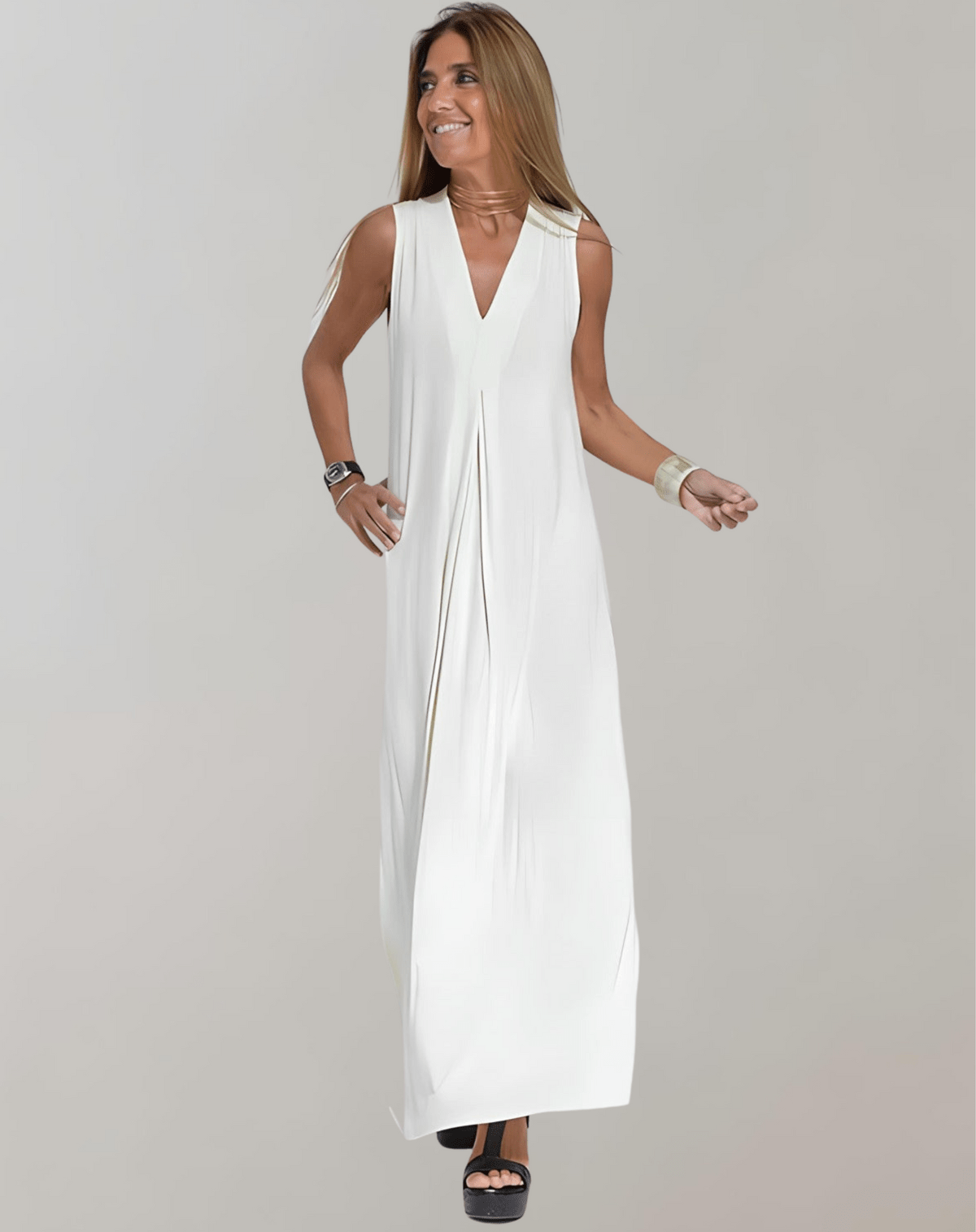 V-Neck Maxi Dress With Flattering Fit