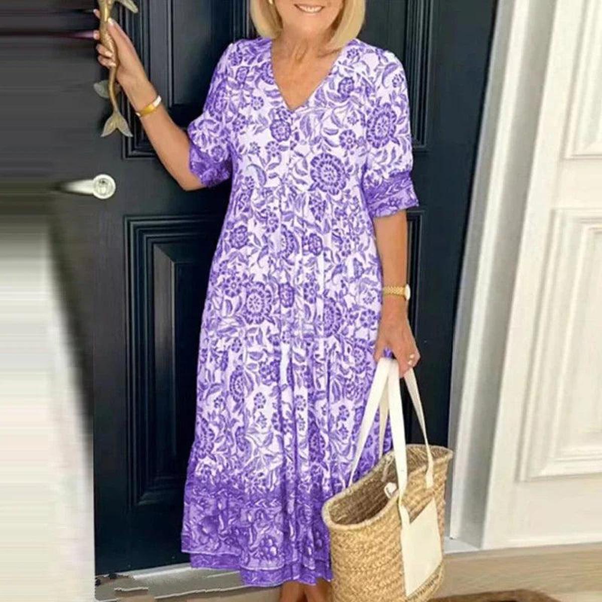 Women's Floral Print A-Line Midi Dress