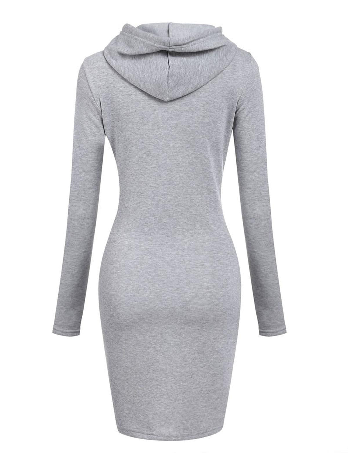Women's Hooded Sweatshirt Dress With Pockets