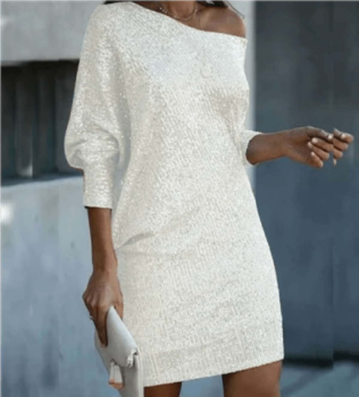 Women's Knee-Length Party Dress With Contrasting Sequins