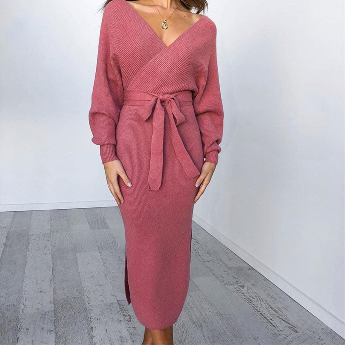 Women's Knit Dress Figure-Hugging Elegant Design