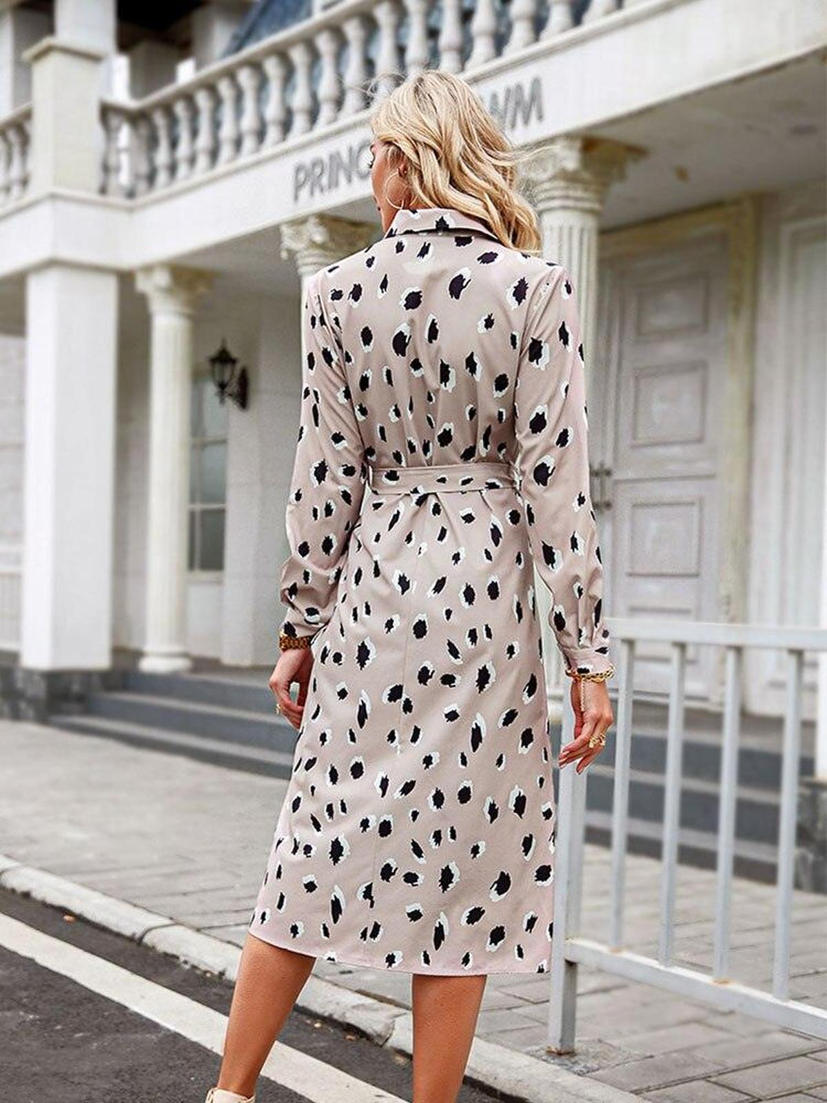 Women's Leopard Print A-Line Dress With Ruffle Details
