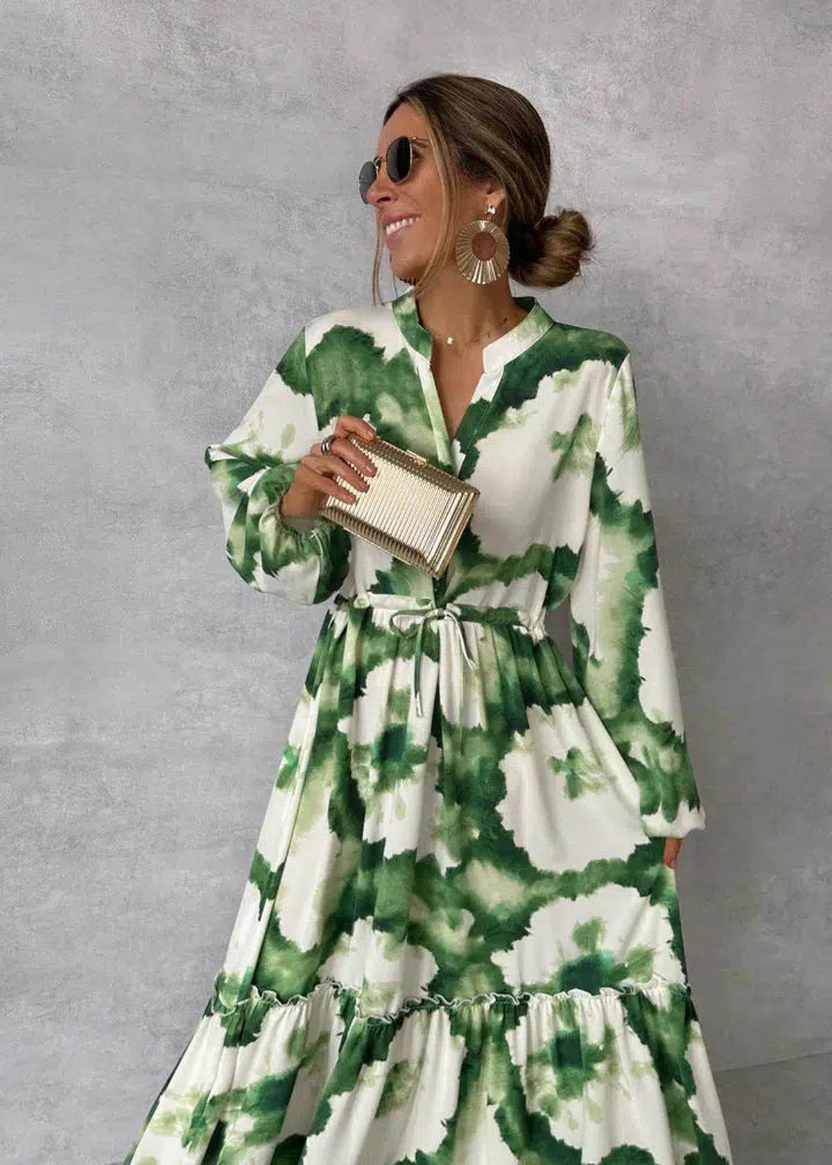 Women's Long Sleeve V-Neck Maxi Dress