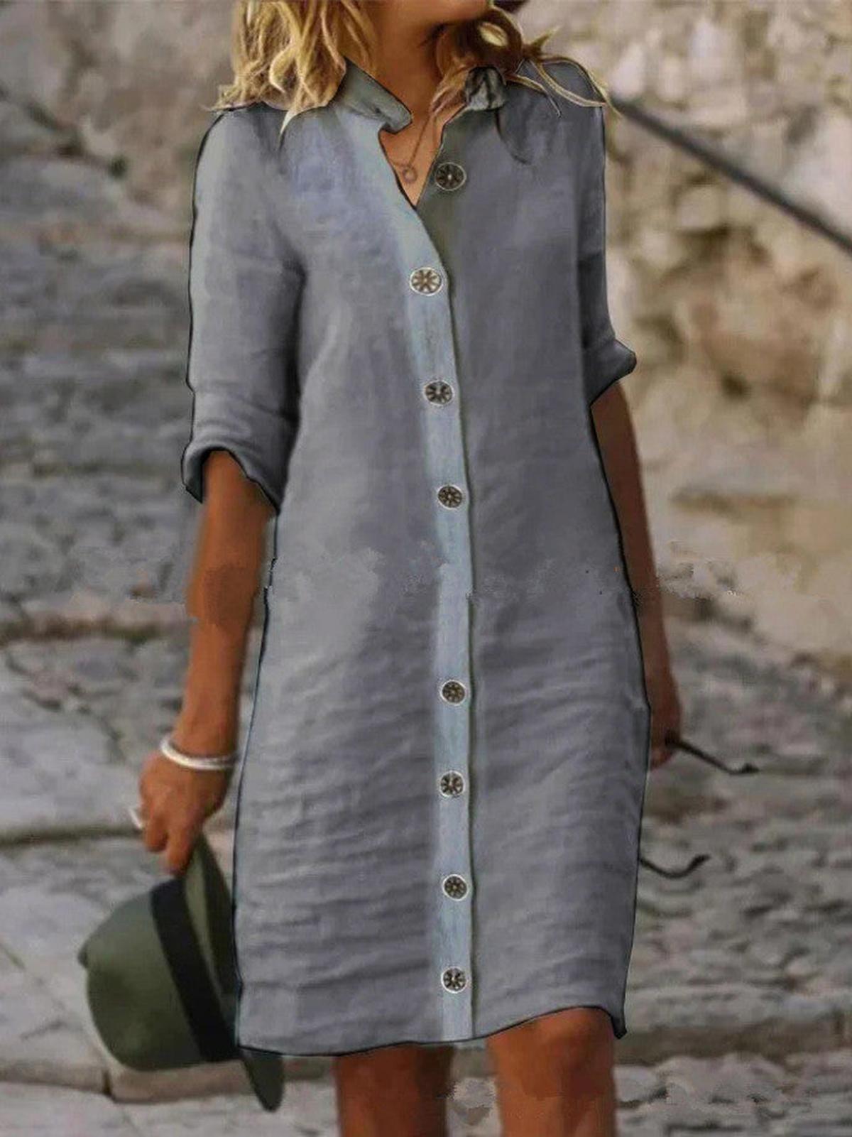 Women's Summer Button-Down Midi Dress