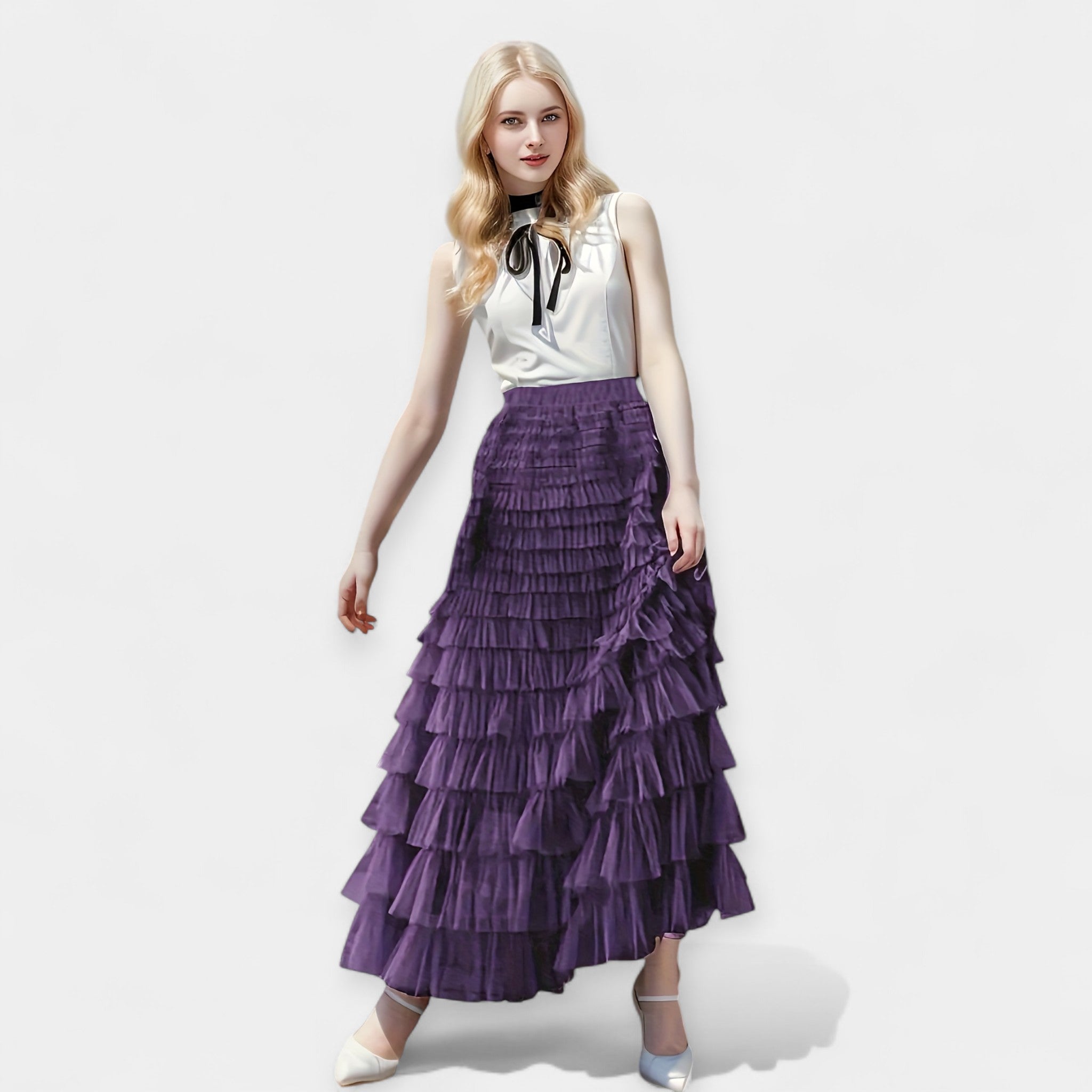 Fustă Elegantă cu Detalii din Tulle