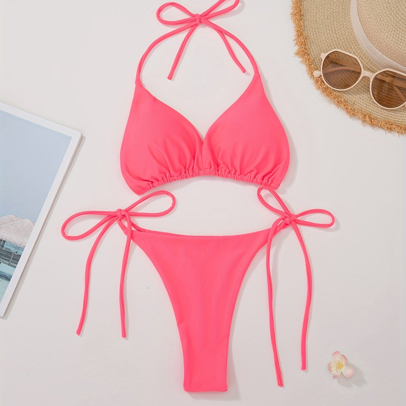 Bikini halter cu slip în formă de V