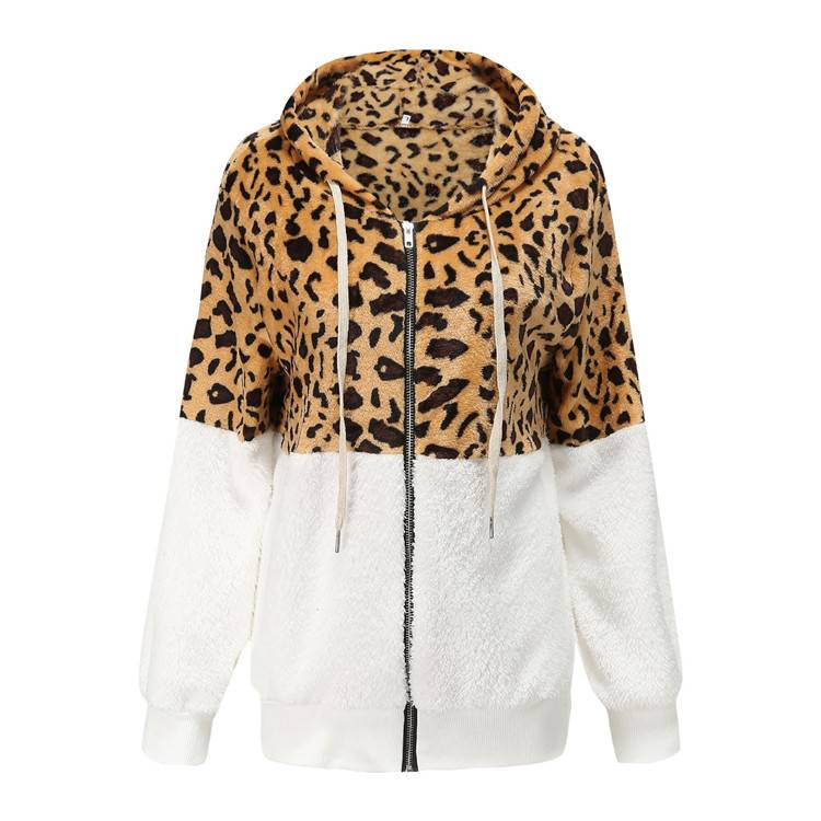 Lea - Fleecekapuzenpullover s leopardím dizajnom
