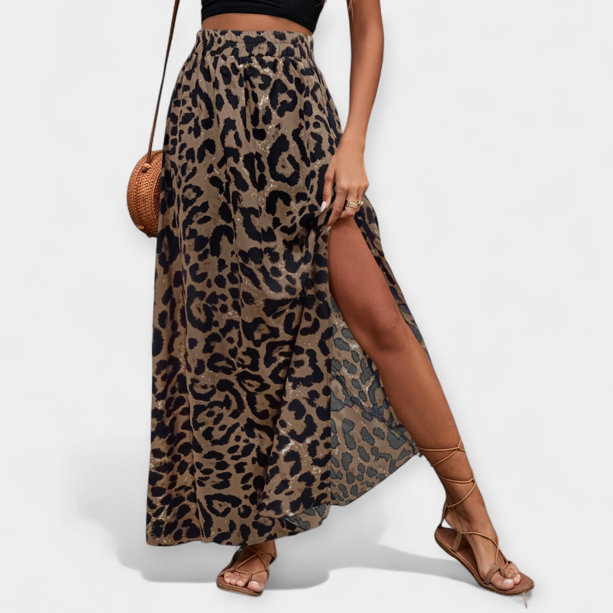 Fustă Midi cu Model Leopard