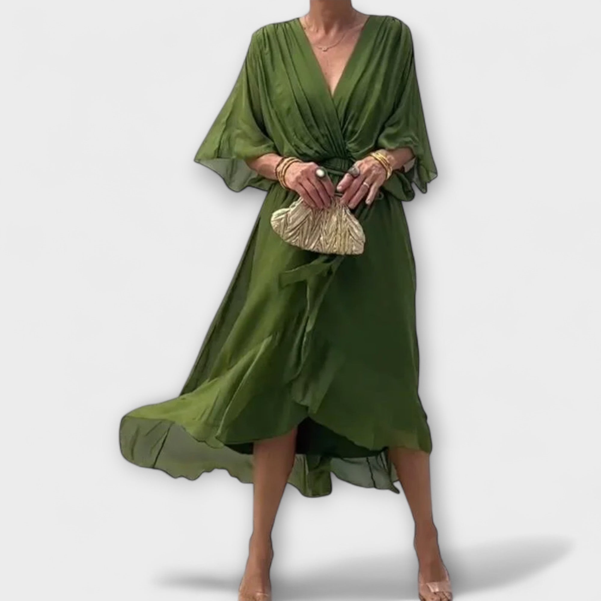 Chiffon Dress with V-Neck
