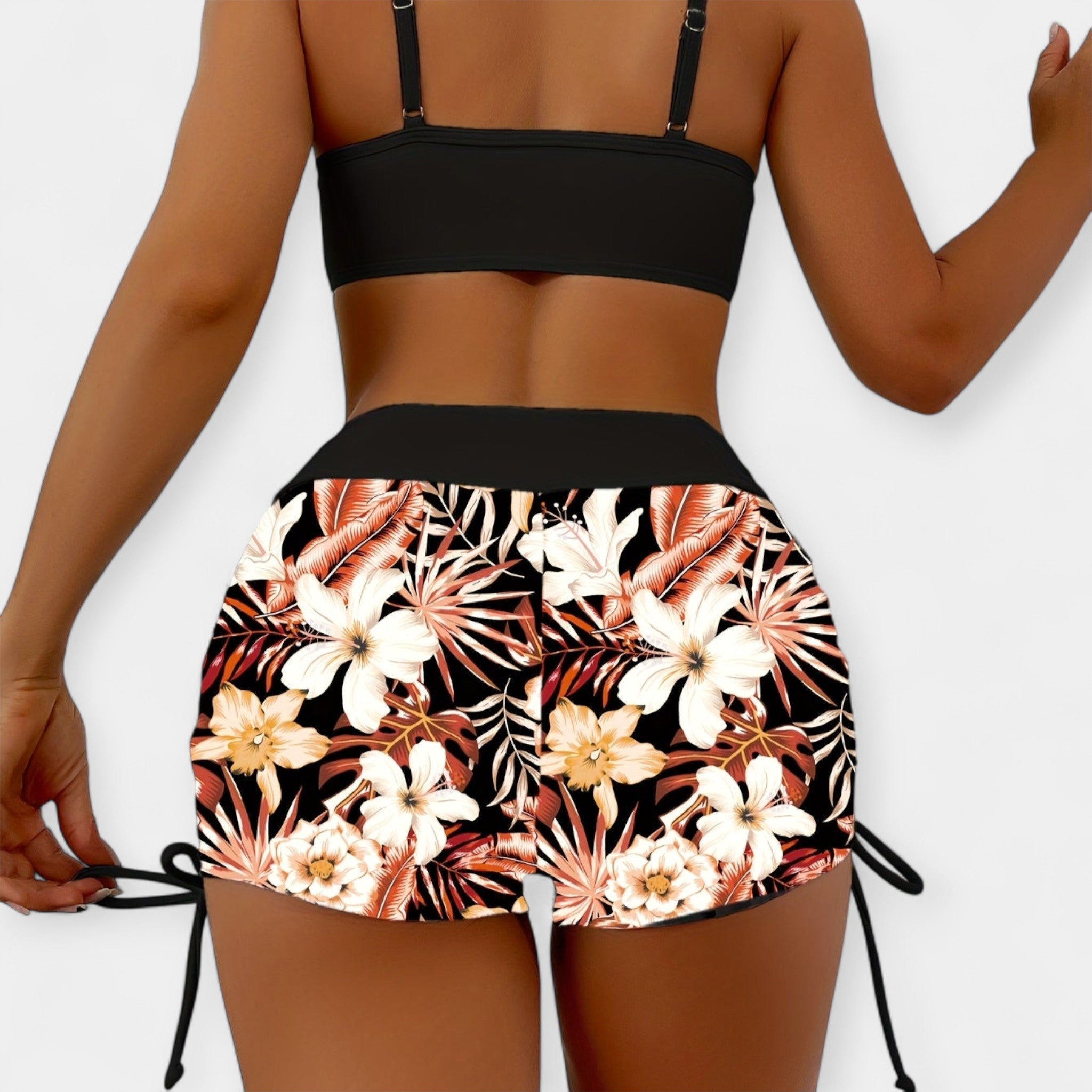 Set Bikini cu Talie Înaltă și Imprimeu Tropical