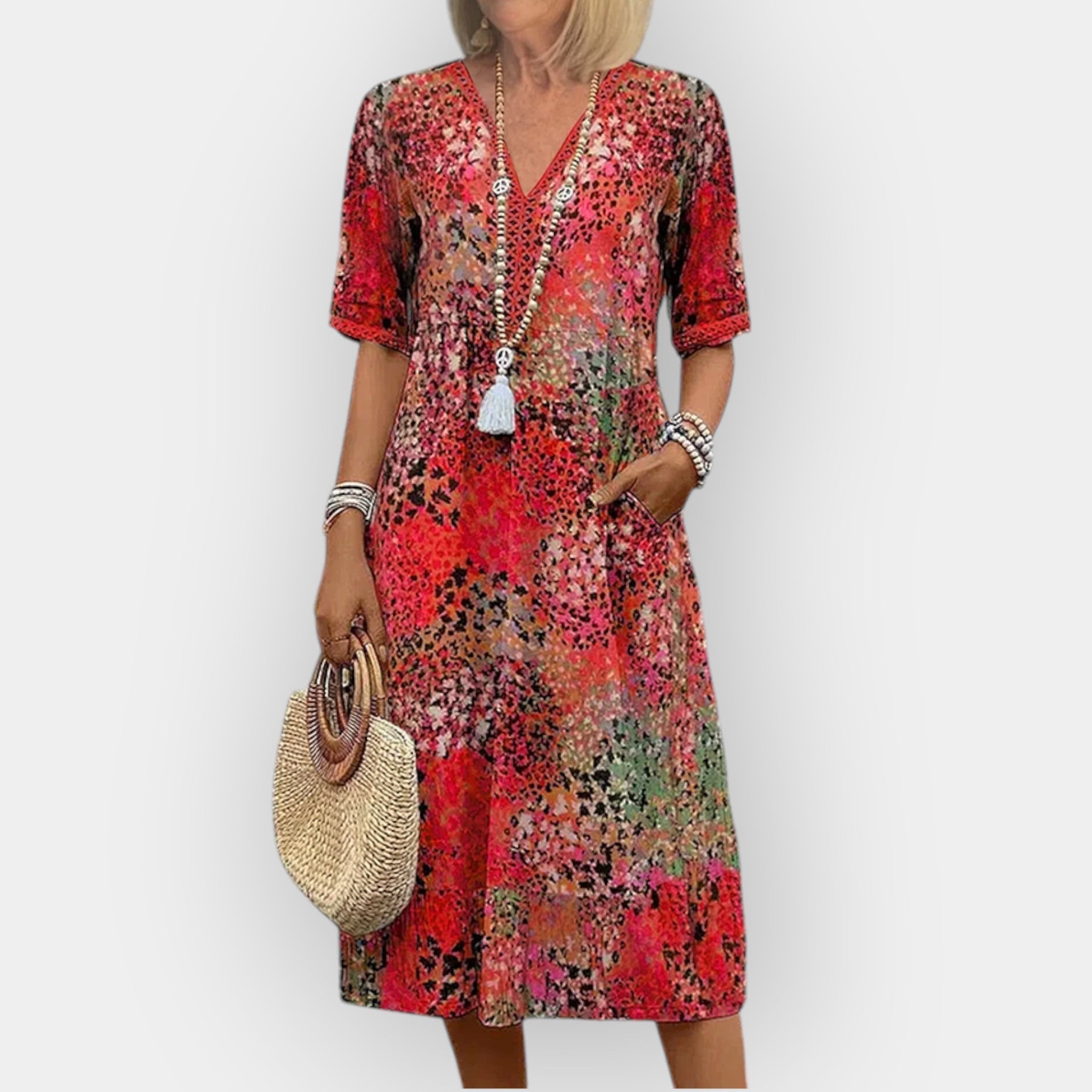 Rochie midi florală elegantă