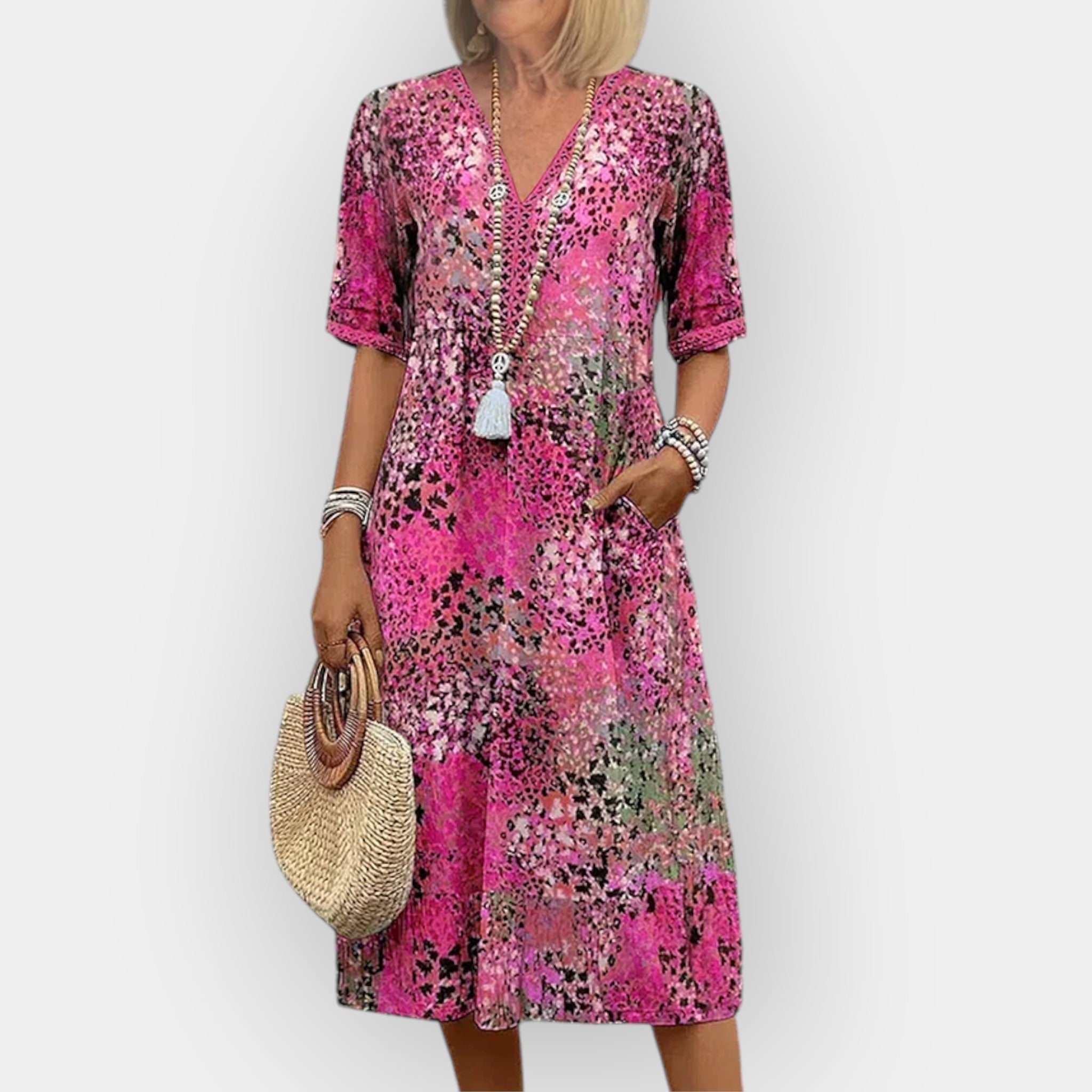 Rochie midi florală elegantă