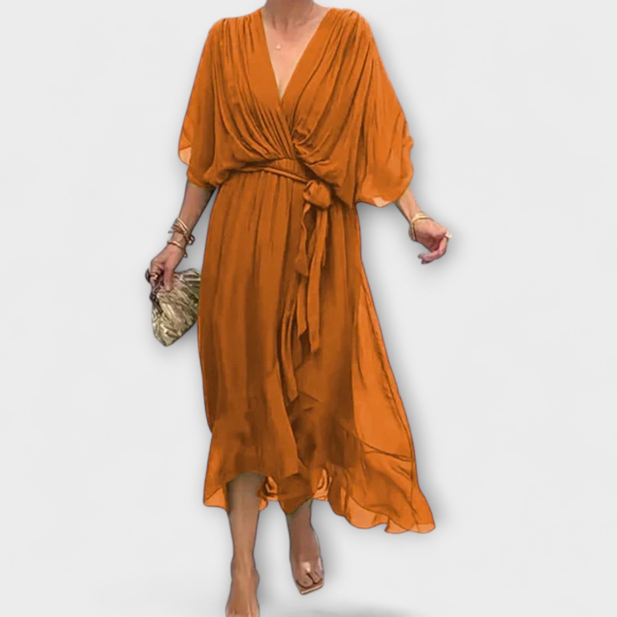 Chiffon Dress with V-Neck