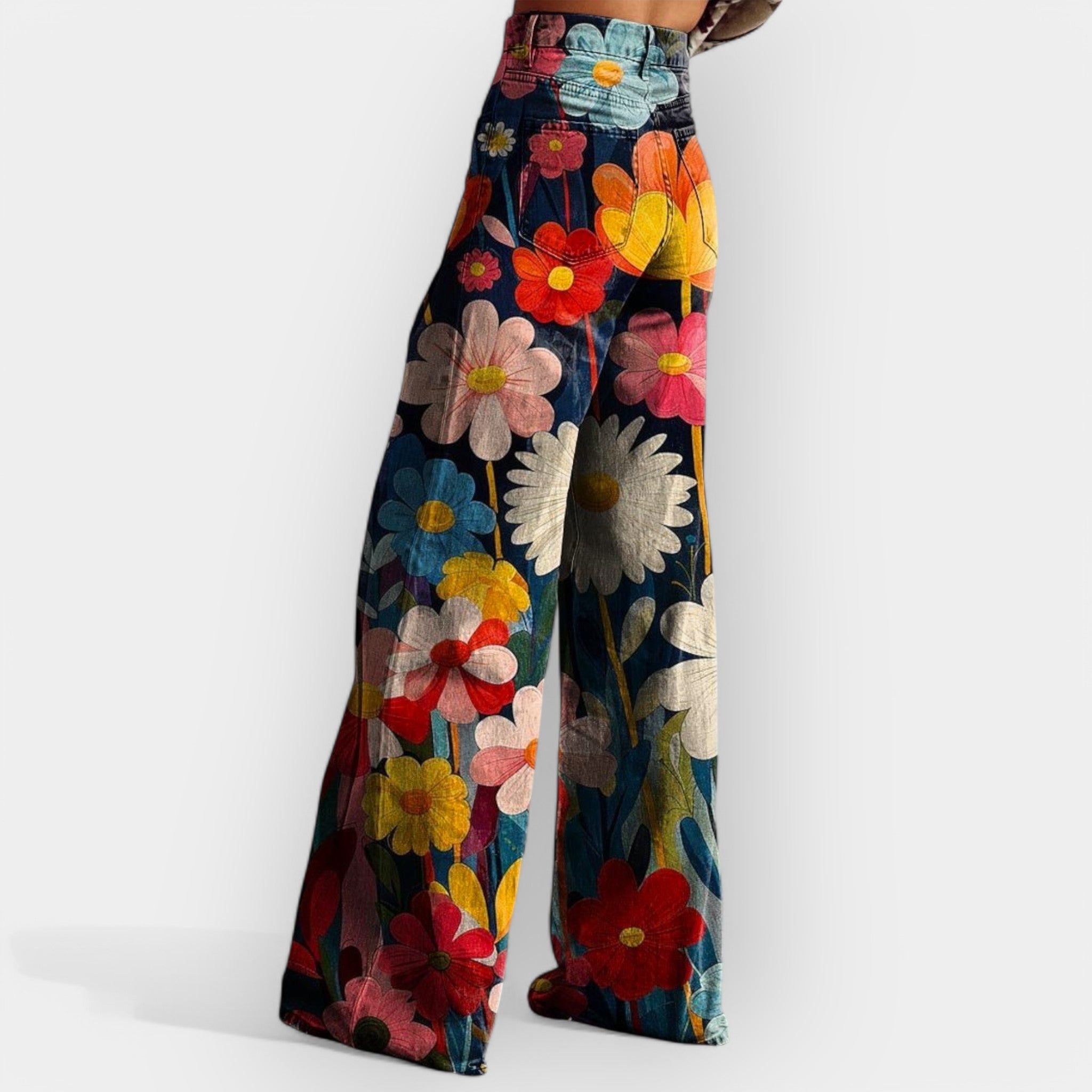 Pantaloni Evazați cu Imprimeu Floral