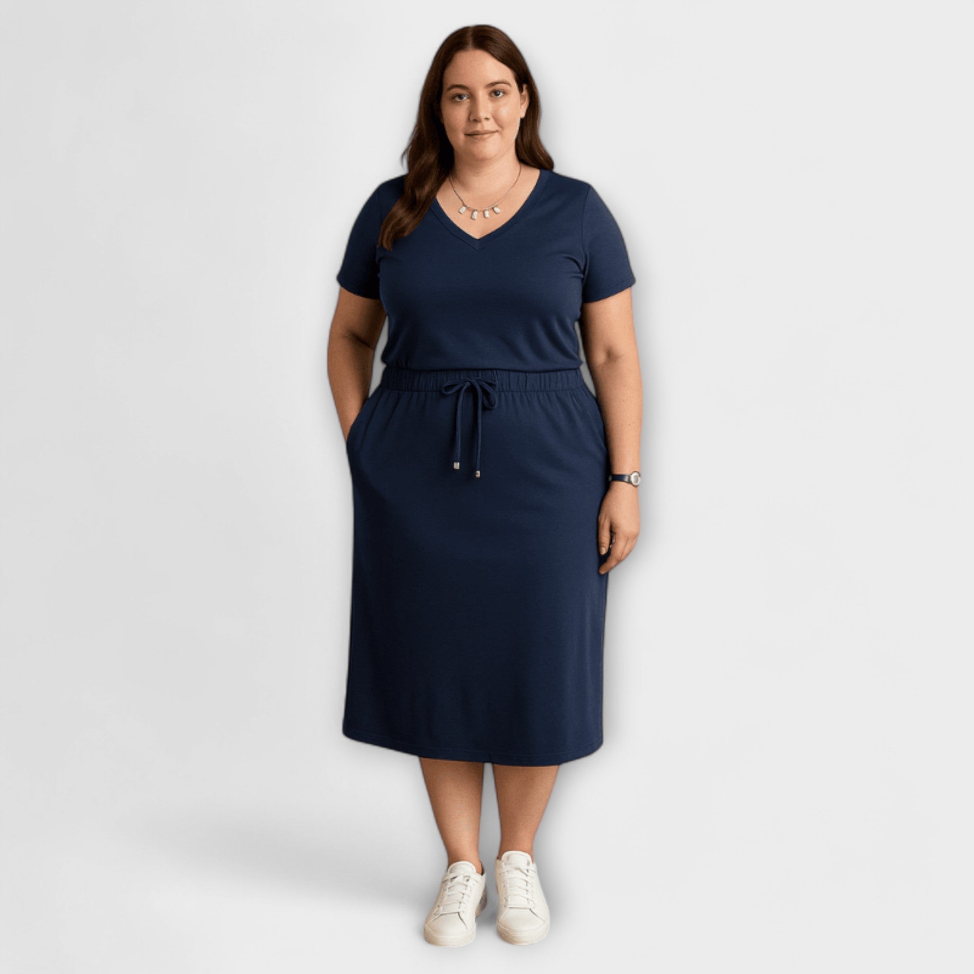 Danielle - Elegantný top s V-výstrihom a sukňou