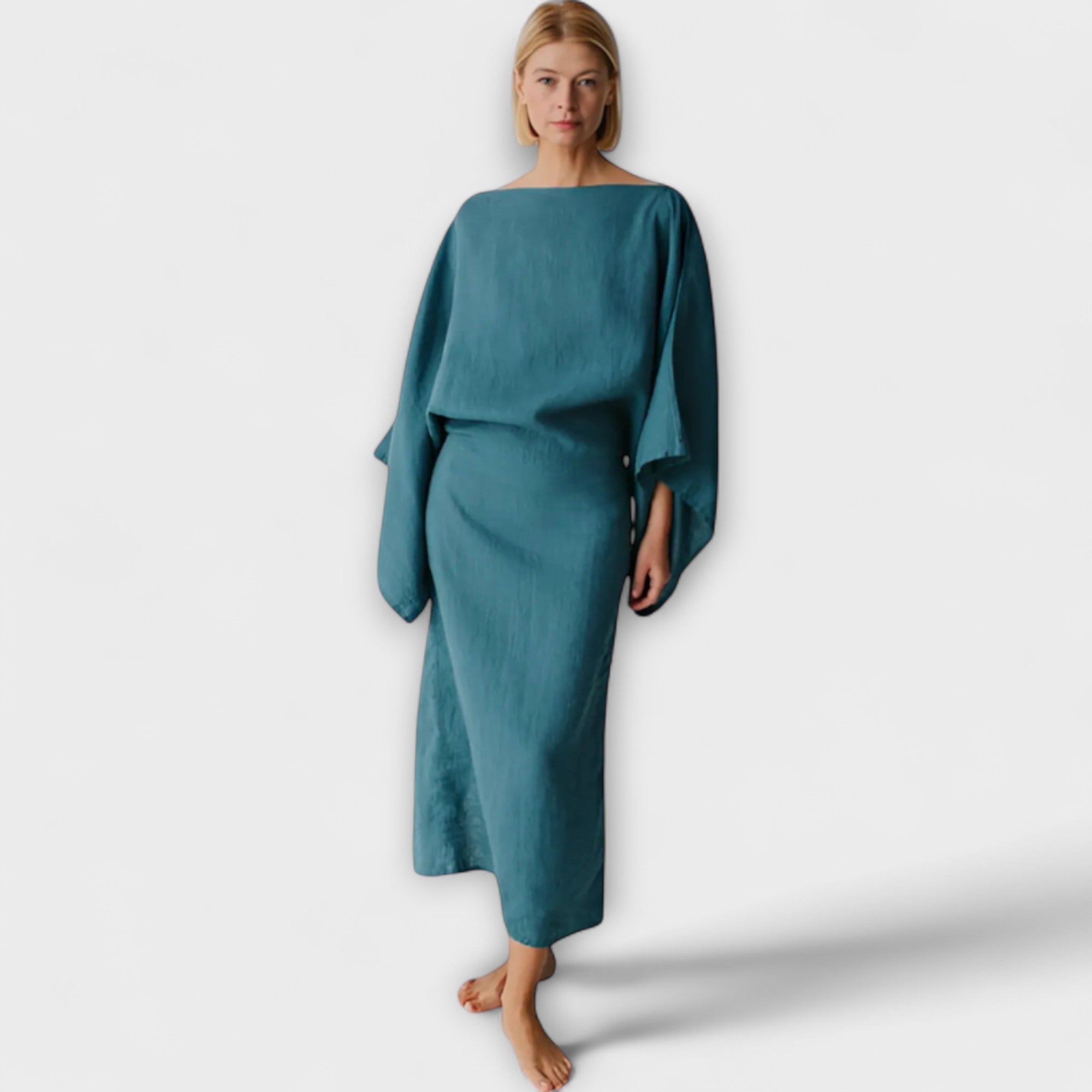 Dana - Kimono šaty z ľanu a bavlny